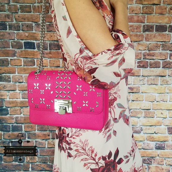 Michael Kors Handbags - Michael kors tina medium shoulder flap pink bag